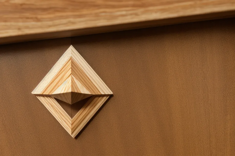 Close-up of an imperfect miter joint on a wooden frame.
