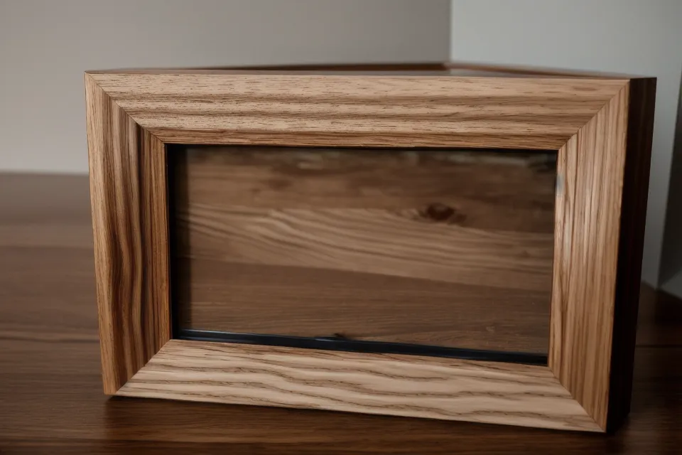A decorative wood spline reinforcing a butt joint on a picture frame.