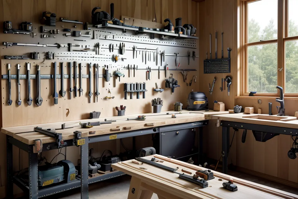 Wooden boards being held together by parallel clamps during the gluing process.