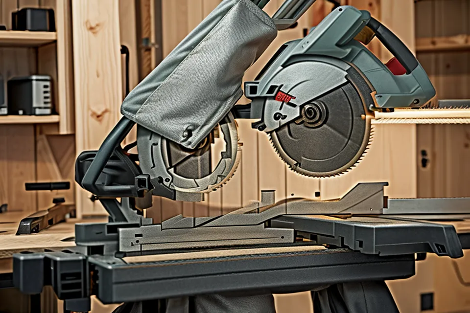 Measuring and cutting pine boards for a step stool using a miter saw.