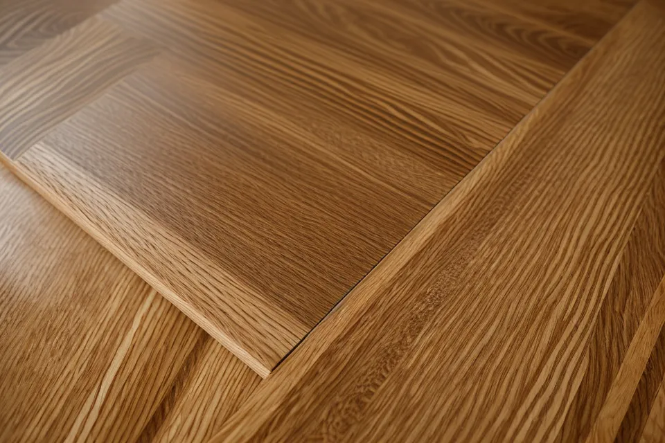 Close-up of a 45-degree bevel cut on a solid hardwood board for a French cleat.