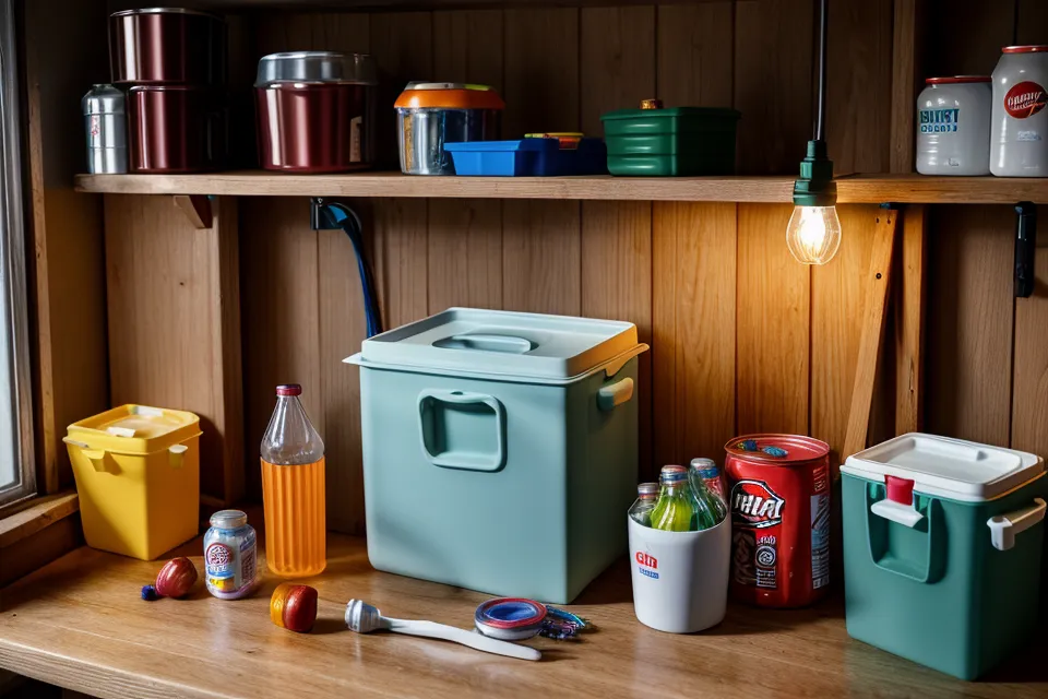 An insulated cooler used to keep wood glue from freezing in a garage.
