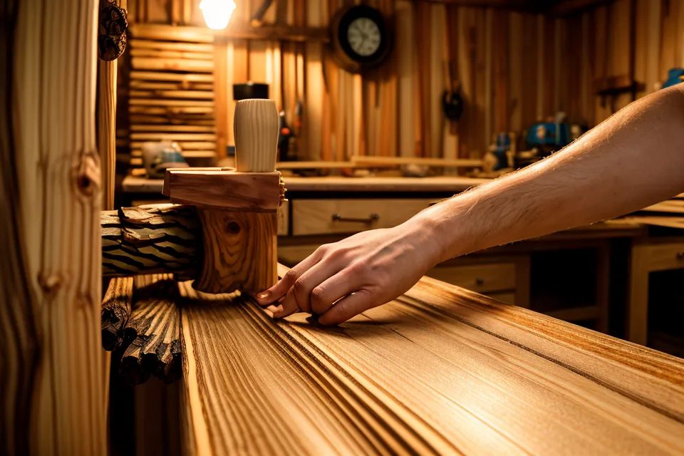 Showing a warped piece of wood against a flat workbench surface