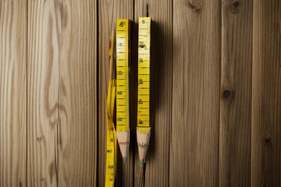 Close-up of measuring 2x4 lumber for a woodworking project on a workbench.